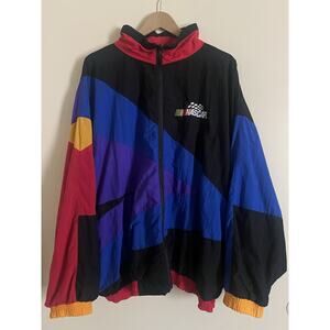 Vintage 90s NASCAR Colorblock Full Zip Windbreaker Jacket Size XL